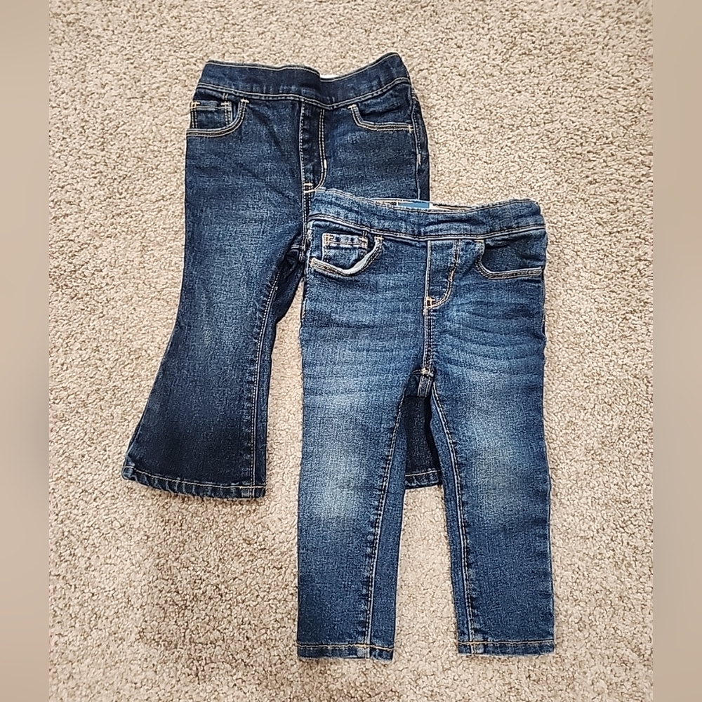 Old Navy Toddler Girls 18-24 Mth blue Jeans 2 Pair: One Skinny One Flare